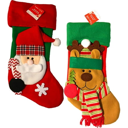 Santa Christmas Stocking - Christmas 3D Fleece Stocking 18