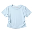 thumbnail image 4 of Gunia Solid Color T Shirts For Kids Girls Size 4-5 Years Short Sleeve Crew Neck Light Blue Ruffled Tops Infant Girls Summer Breathable T-Shirts, 4 of 5