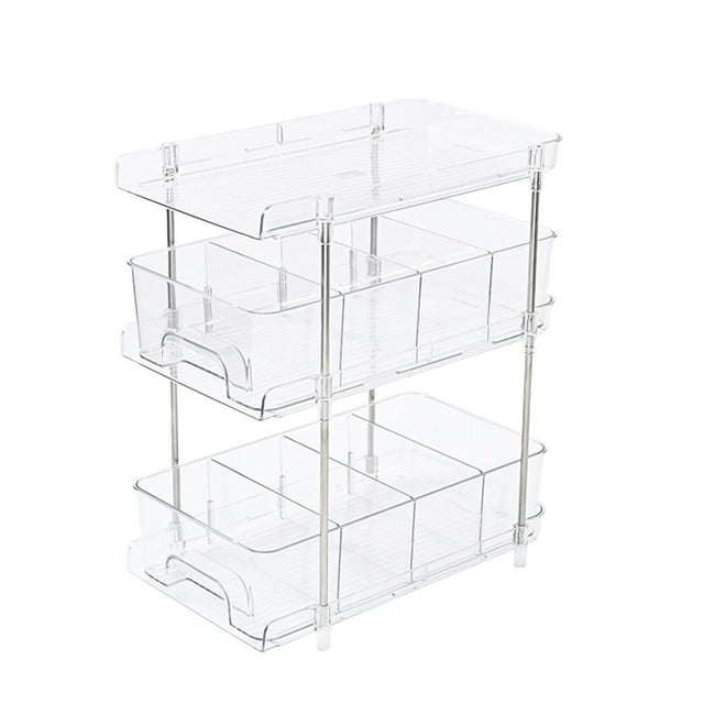 XYAIYT Multipurpose Under Sink Pull Out Cabinet Organizer For Kitchen Bathroom Closet Clear Container Easy Snap Assembly With Sliding Drawers And Dividers 150% Space Efficiency