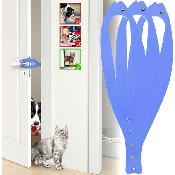 3 Pcs Cat Door Holder Latch, Flex Latch Cat Door Stopper with Adjustable Strap 2.5-6" Wide, Alternative Fast Latch Strap Let Cats in and Keeps Dogs Out of Litter & Food and Safe Baby Proof (Blue)