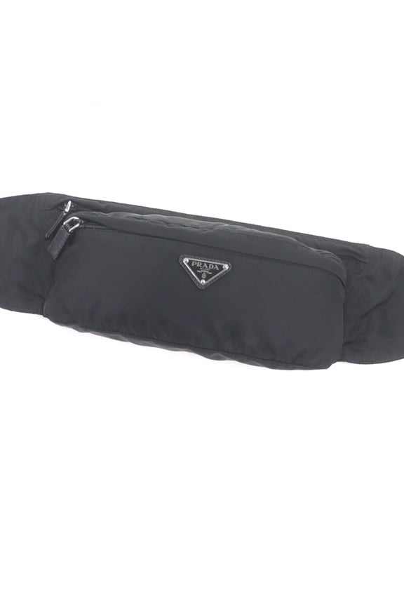 Pre-Owned PRADA 2VL132 Triangle Logo Waist Pouch Shoulder Bag Body Black - Recommended for Men...