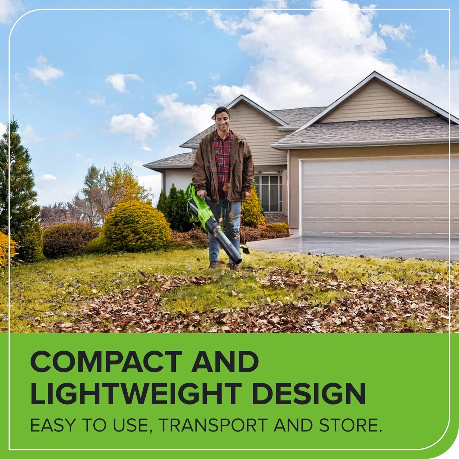 Greenworks 40V (730 CFM / 190 MPH) Cordless Brushless Leaf Blower, 5.0Ah Battery and 5A Rapid Charger