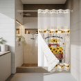 thumbnail image 4 of Farm Sunflowers No Hook Shower Curtain with Snap in Liner Summer Floral Truck Leaves Fruit Wood Grain Waterproof Bathroom Shower Curtain with See Through Top Window for Bathtub 54" x 78", 4 of 9