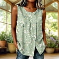thumbnail image 2 of XUNKUSGA Womens Tops Soft Cotton Linen Tunic Tops Fashion Floral Crew Neck Side Button Down Slit Tank Tops Casual Sleeveless Loose Pullover Top for Daily Wear,S, 2 of 6