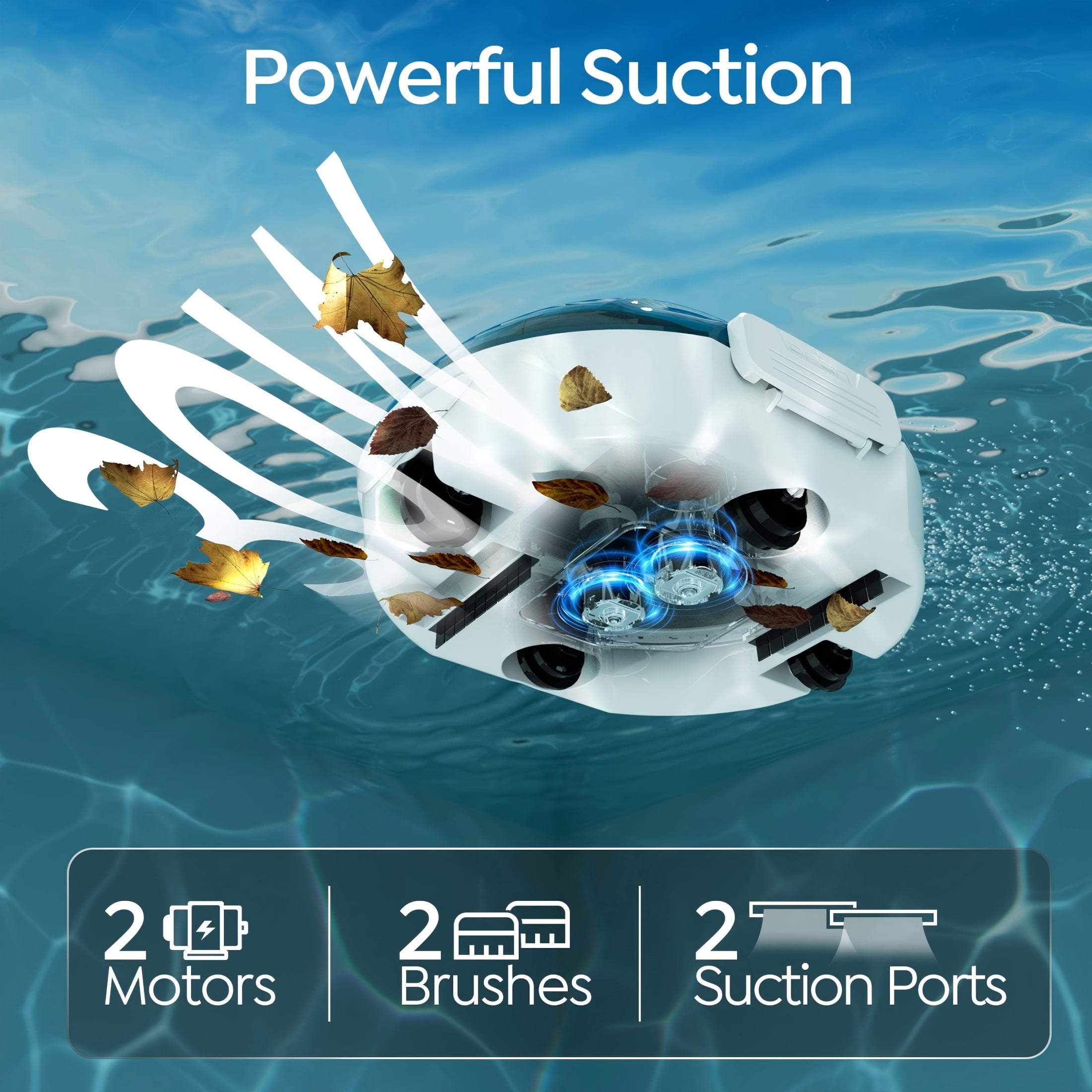 Talosbo S2 Automatic Cordless Robotic Pool Vacuum Cleaner with Dual Filters for Above-Ground & Flat Inground Pools, 90 Min Runtime