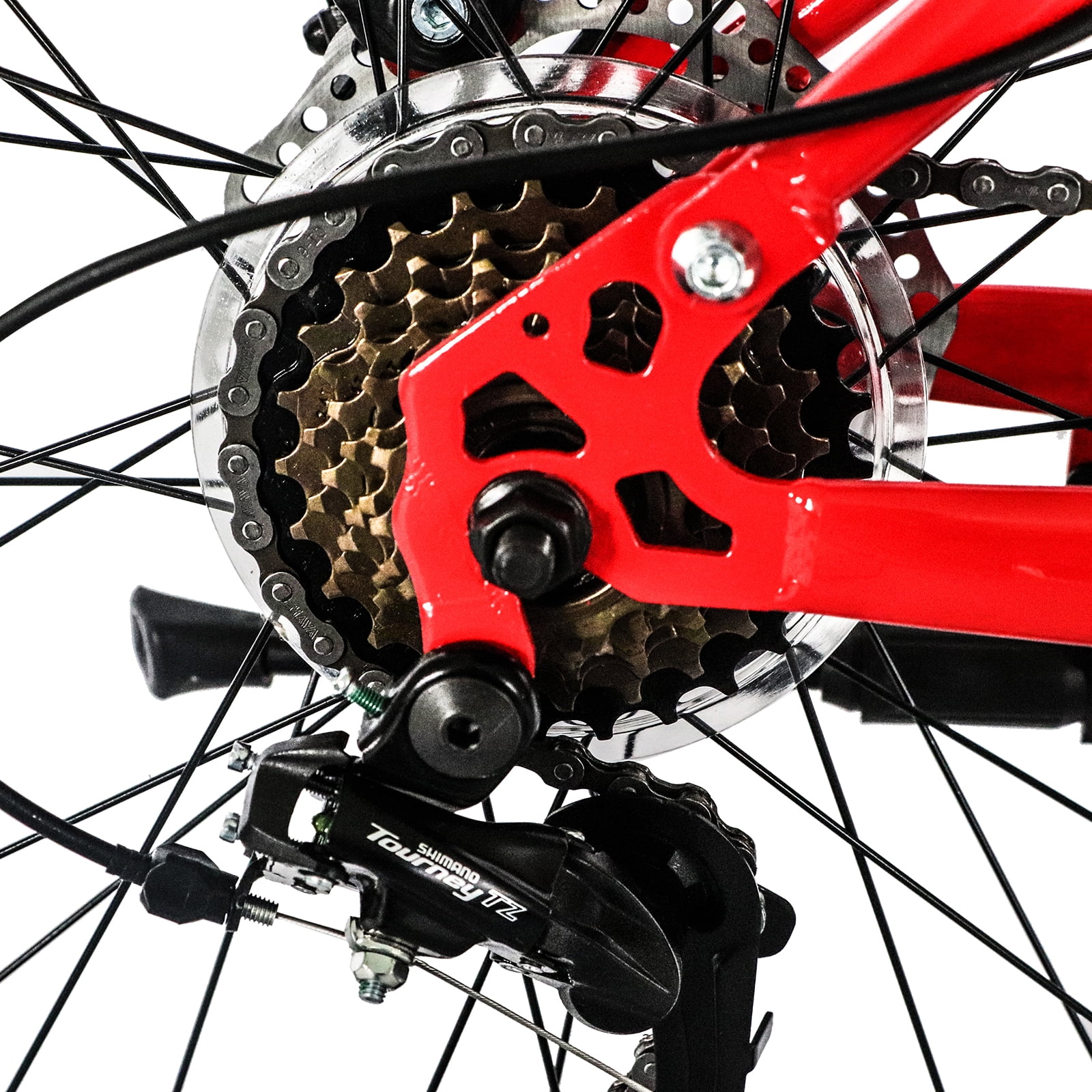 CamPingSurvivals 26in Land Rover Shimano TX30 High Carbon Steel 100kg 21 Speed Red Black Mountain Bike