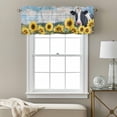 thumbnail image 3 of Cow Sunflowers Valance Curtain for Windows Yellow Flower Bee Farm Animal Oil Painting Rod Pocket Curtain Valances Short Window Treatments Panels for Kitchen Bathroom Laundry Basement 60 x 14 Inch, 3 of 9