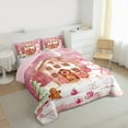thumbnail image 3 of Manfei Girly Pink Snowman Queen Comforter Set, Kawaii Gingerbread Man Bedding Comforter Set, Merry Christmas Reversible Bedding Set, Luxury Bedroom Decor, 3 Pieces, 3 of 8