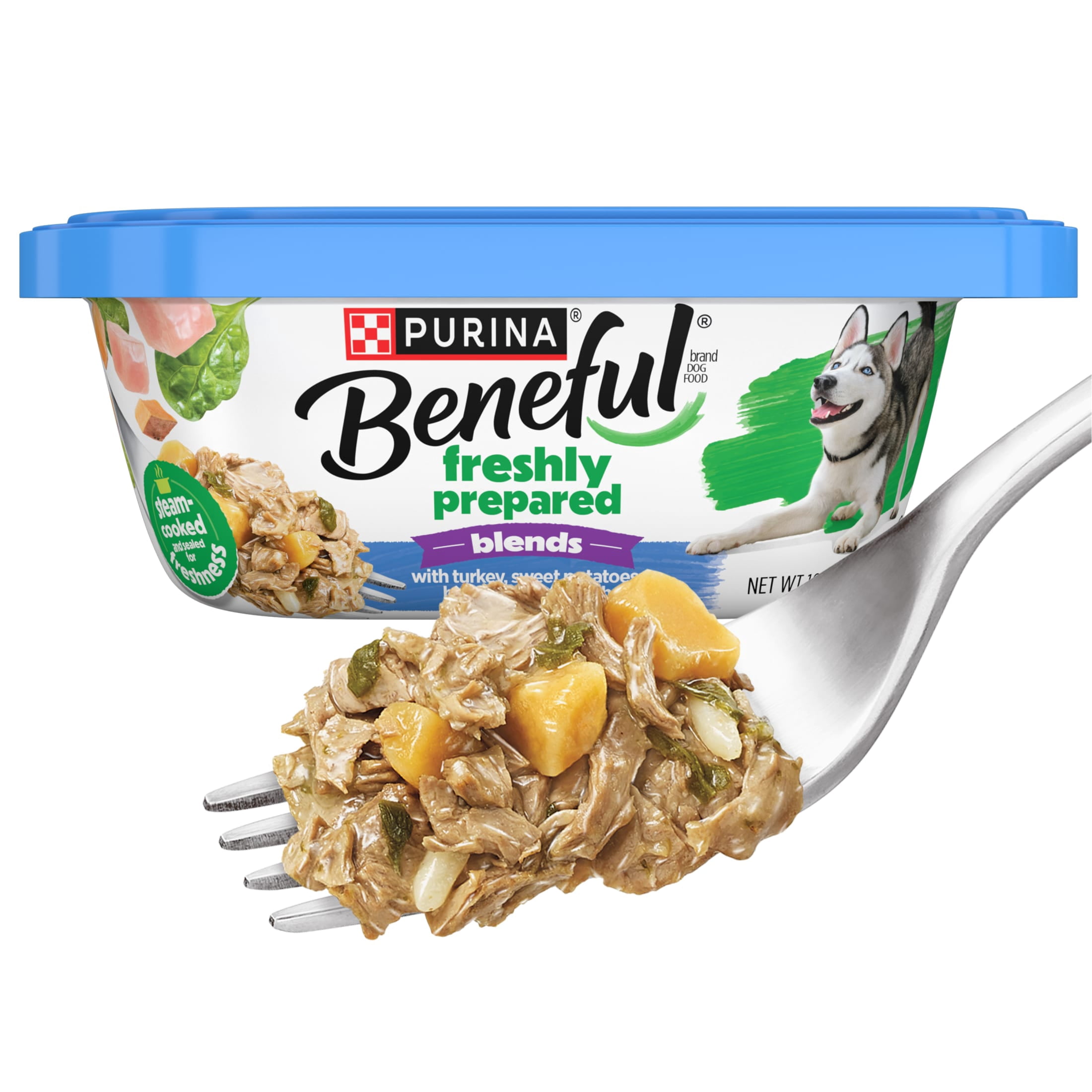 (6 pack) Purina Beneful Freshly Prepared Blends Wet Dog Food with Turkey, Sweet Potatoes, Brown Rice and Spinach, 10 oz Tub