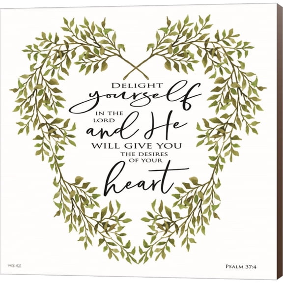 Great Art Now Delight Yourself Heart Wreath by Cindy Jacobs, Canvas Wall Art, 12W x 12H