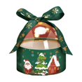 thumbnail image 2 of Caja de regalo navideña con ventana transparente | Embalaje navideño para manzanas y dulces | Diseño de Papá Noel y muñeco de nieve | Caja de papel roja y verde | 11 x 10 x 10 cm, 2 of 5