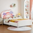thumbnail image 1 of Costway Kids Upholstered Platform Bed Children Twin Size Wooden Bed Rainbow Pattern, 1 of 10