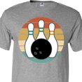 thumbnail image 4 of Inktastic Bowling Pins Ball Bowler Retro Sunset T-Shirt, 4 of 5