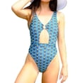 thumbnail image 1 of Traje de baño de una pieza con corte en la cintura y diseño elástico para divertirse en la playa, conjunto de bikini con cuello en V de talla L, 1 of 4