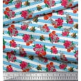 thumbnail image 3 of Soimoi Cotton Poplin Fabric Stripe,Leaves & Wild Flower Floral Print Fabric by Yard 56 Inch Wide, 3 of 3