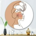 thumbnail image 2 of Designart 'One Line Portrait of Afro American Woman II' Modern Circle Metal Wall Art 36x36 - Disc of 36, 2 of 5