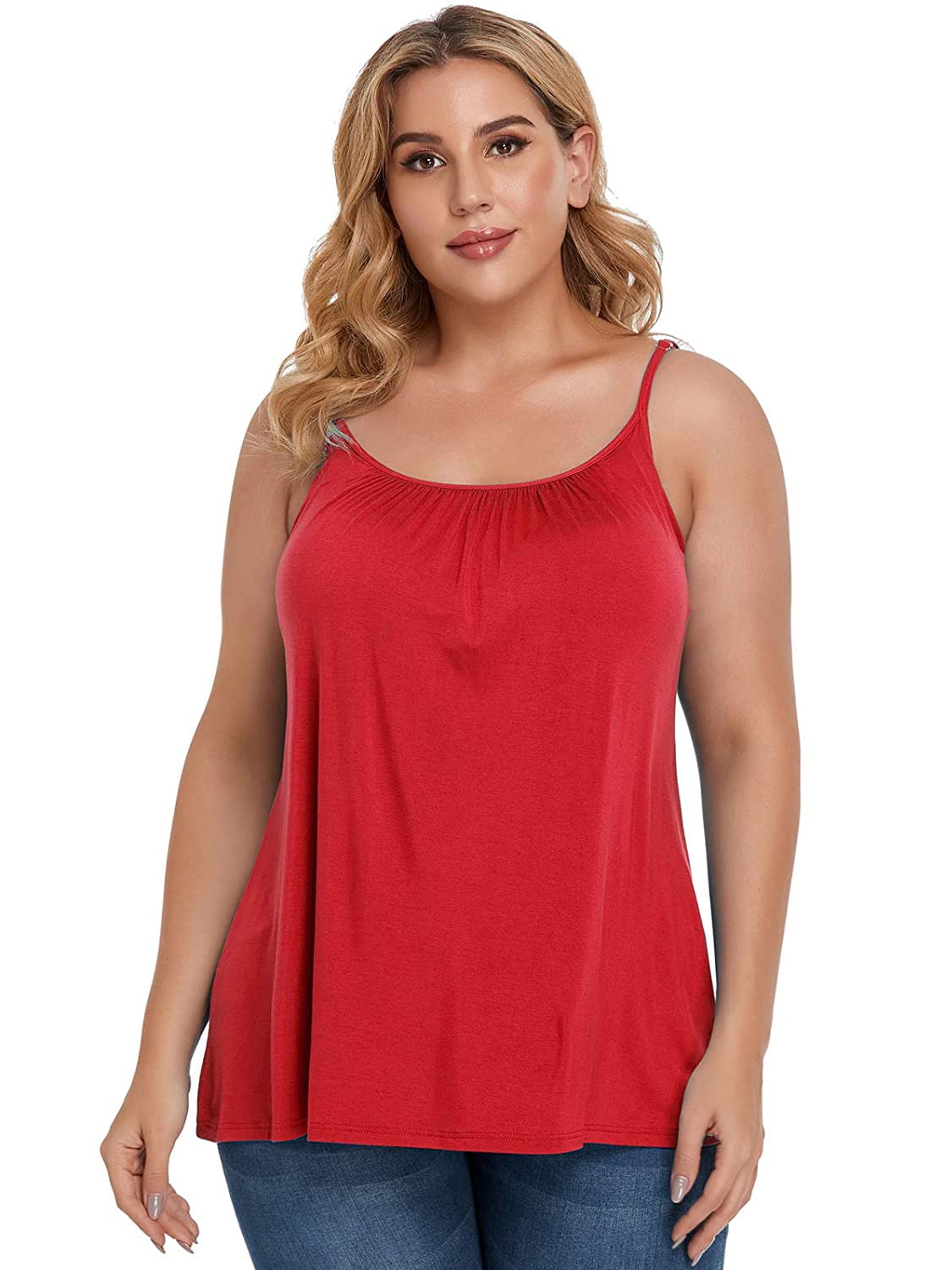 Camisoles for Women with Built in Bra Adjustable Strap Tank Tops Cami  Sleeveless Summer Tops for Workout Sleeping Traveling
