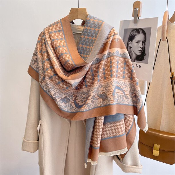 Bufanda de Cachemira de marca de lujo para mujer, chal cálido de diseño, manta de Pashmina gruesa, Poncho con borla, Echarpe para mujer 2022 Fivean unisex