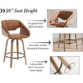 thumbnail image 5 of Guyou 26 Inch Swivel Bar Stools Set of 4 Counter Height Round Pedestal Stools Low Back Design Soft Brown PU Upholstery for Kitchen Island Breakfast Bar Dining Room, 5 of 7