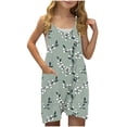 thumbnail image 1 of Zpanxa Girls Shorts Polyester Spandex Print Pattern Sleeveless Overalls with Pockets 7-8 Years, 1 of 5