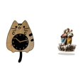 thumbnail image 1 of Reloj de pared decorativo con forma de gato, reloj de pared de madera moderno para colgar, letrero de mesa acrílico con cola oscilante, diseño de gato, 1 of 8