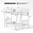 thumbnail image 3 of Ktaxon TTwin over Twin Bunk Bed, Solid Wood Bed Frame with Guardrails, Space Saving Design for Bedroom, White, 3 of 10