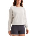 thumbnail image 1 of Sudadera CRZ YOGA SoftAura con cuello redondo y manga larga para mujer, color blanco, 1 of 6