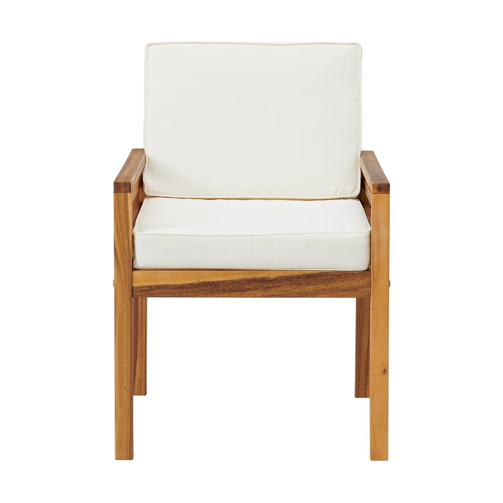 Okemo Acacia Wood Outdoor Dining Set with Table and 4 Chairs with cushions