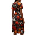 thumbnail image 5 of Women's Halloween Cosplay Dresses V-Neck Short Sleeve Halloween Print Dress for Halloween Themed Party, 5 of 5
