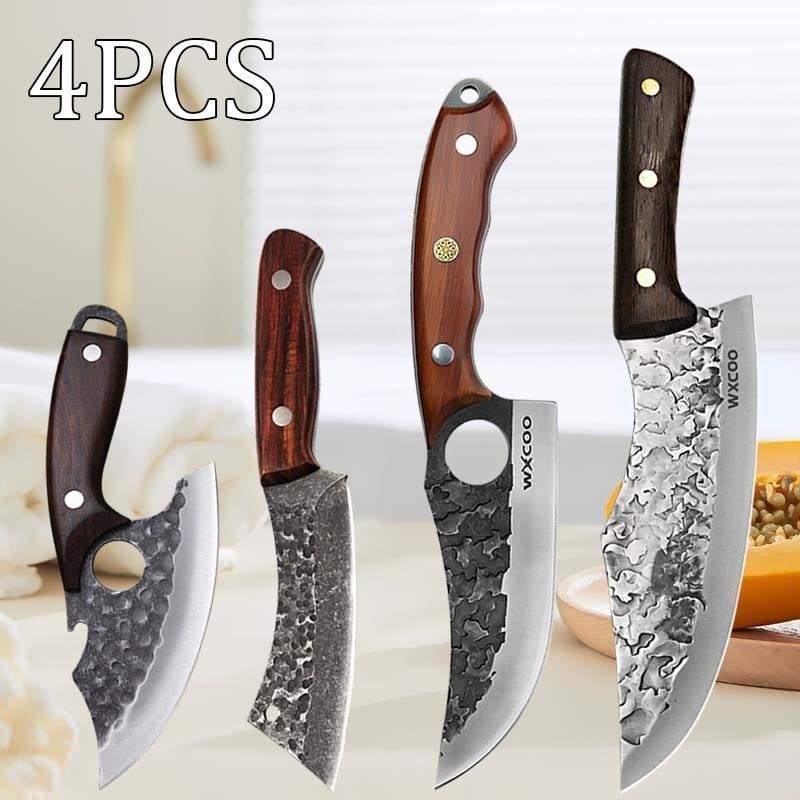 4PCS Stainless Steel Set of Unique Knives Kitchen Knives Utility Knife Multipurpose Knife Professional Fruit Knife Fish Knife Beef Knife Sharp Sashimi Knife Camping Knife Gifts