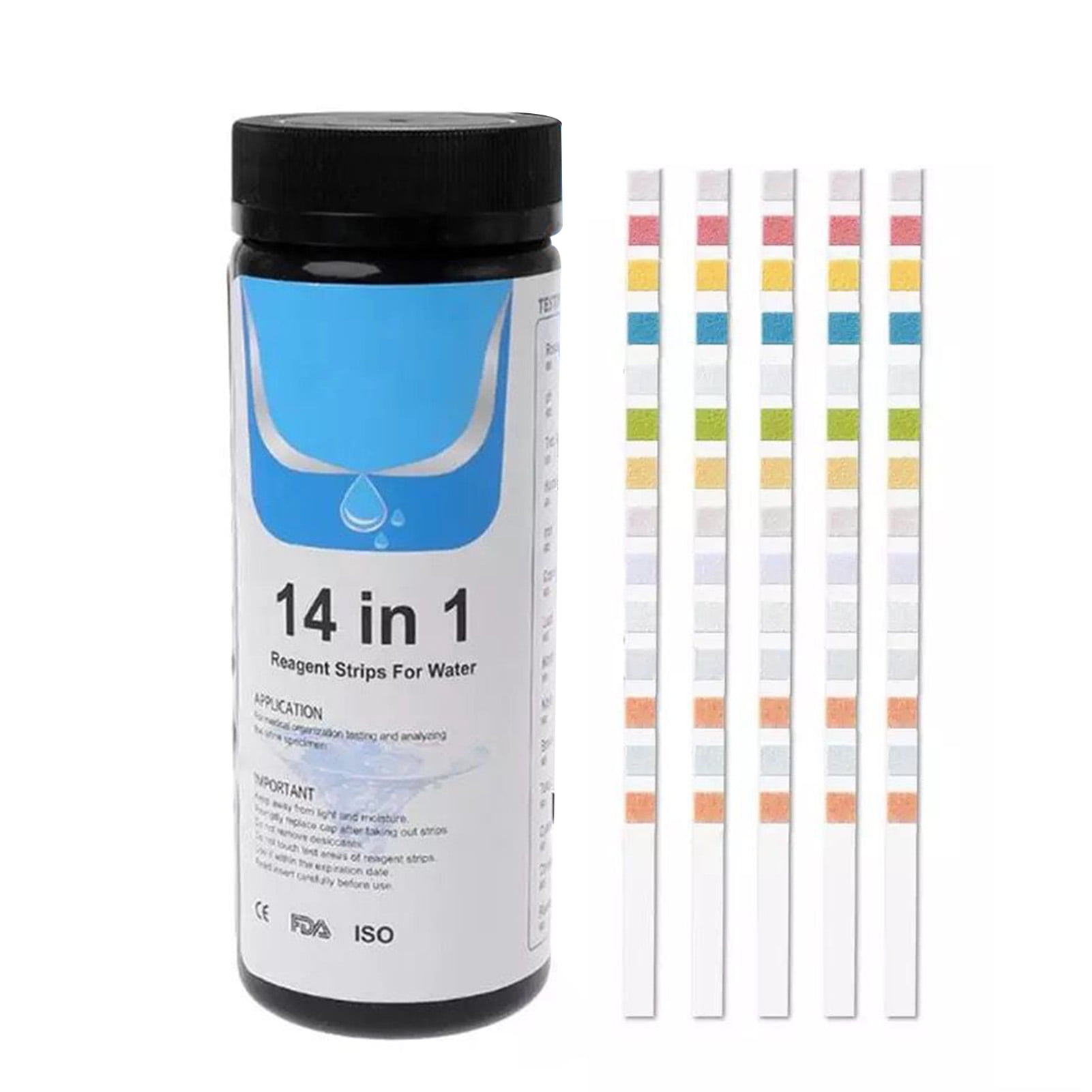 Details about   100pc 14in1 Pool Drinking Water Test Strip Reagent Tester PH Hardness Alkalinity 