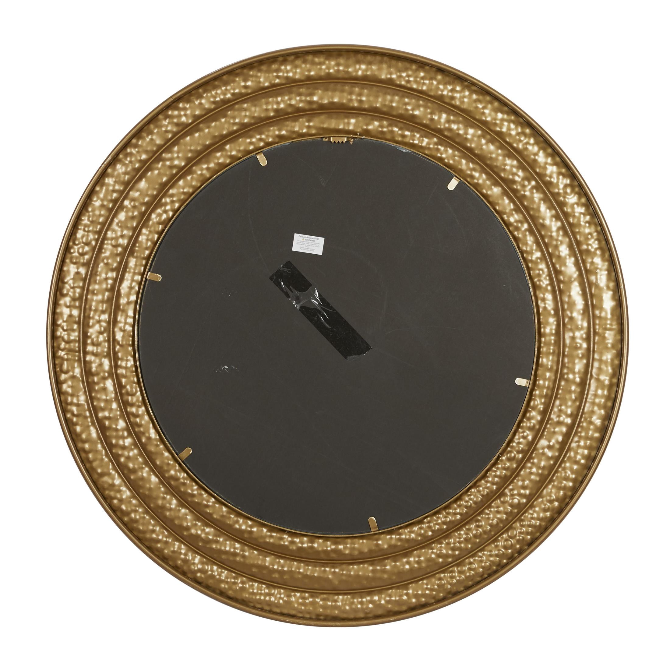 DecMode 39" x 39" Gold Hammered Textured Wall Mirror with Grooves