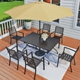thumbnail image 2 of MF Studio 8-Piece Outdoor Patio Dining Set with 9 ft Umbrella,  Stacking Chairs & Large Table for 6-Person, Black & Beige, 2 of 14