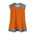 thumbnail image 7 of Sahpxhe Women's Waffle Knit Tank Tops with Denim-Like Trim Crew Neck Sleeveless Color Block Casual Summer Blouse Orange XXL, 7 of 7