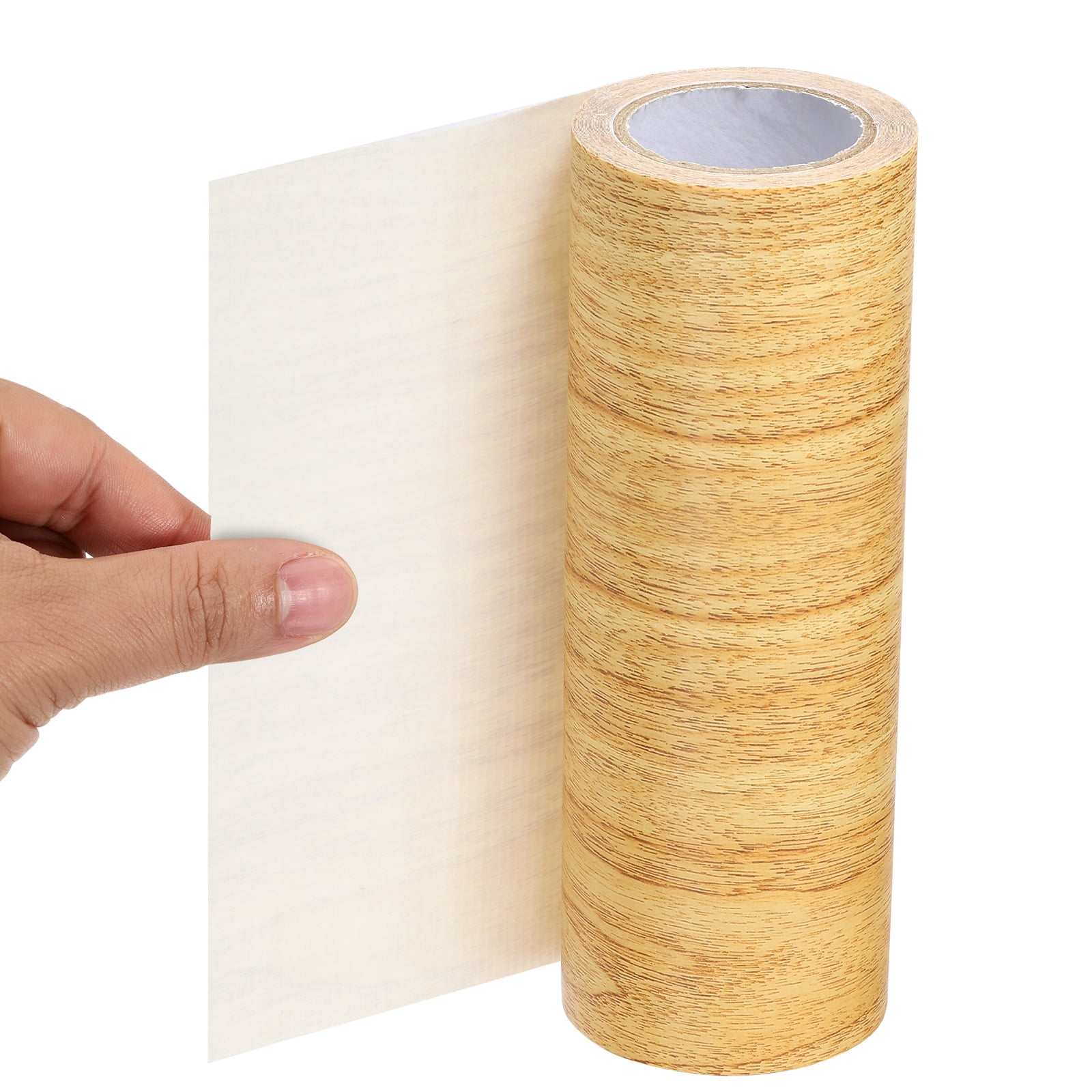 Uxcell Wood Grain Repair Tape 8" x 14.99' Self Adhesive Realistic Textured Repair Tape Patch with Scraper Natural Oak