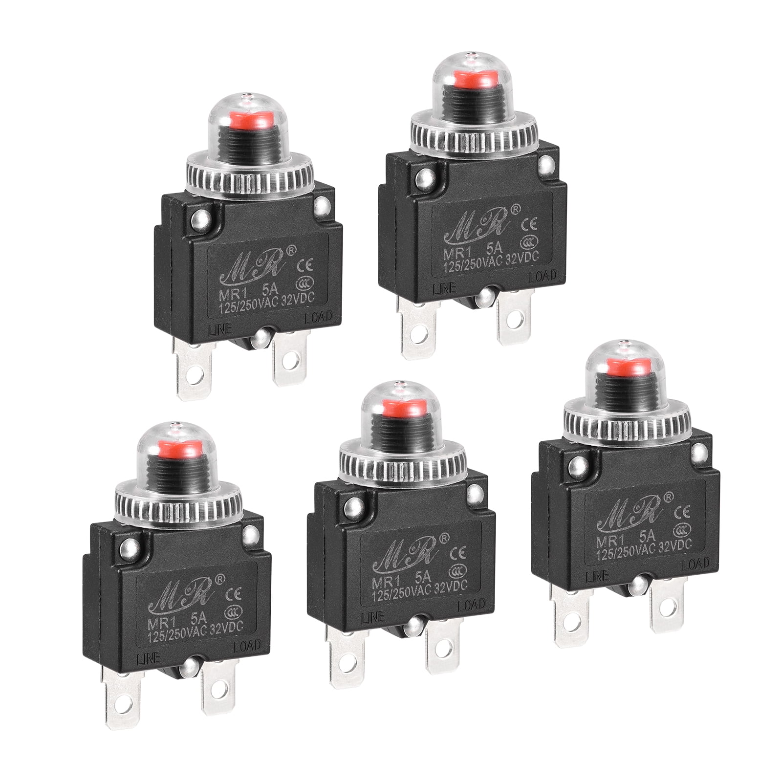 uxcell Thermal Circuit Breakers 11A 125/250V AC 32V DC Push Button Reset Overload Protector Switch with Waterproof Cap 2 Pcs 