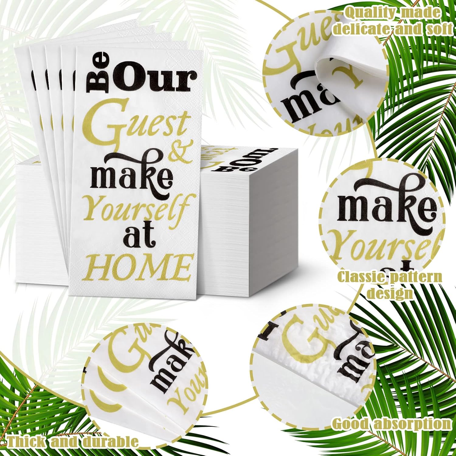200 Pieces Bathroom Napkins Guest Disposable Paper Hand Towels Dinner Paper Napkins for Bathroom Powder Room Wedding Holiday Birthday Baby Bridal Shower(Classic Style)