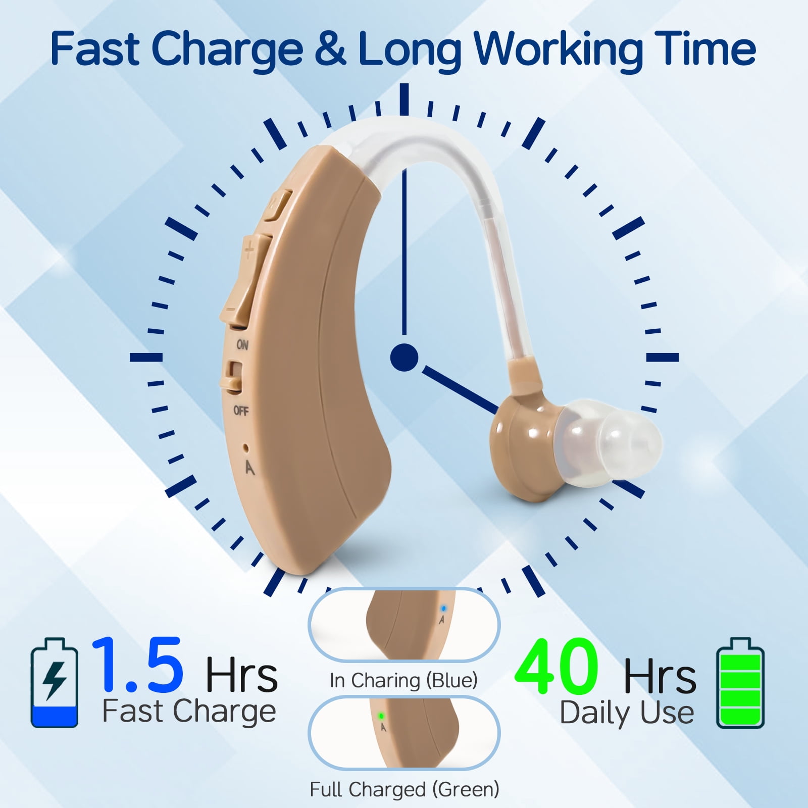 Delmicure Digital Hearing Aid, Rechargeable Hearing Aids for Seniors, Noise Reduction, Single, VHP-1220AX