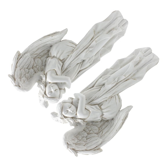 HEATSHAKING 2Pcs White Resin Angel Wing Door Frame Decor Hanging Ornament for Home