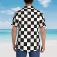 thumbnail image 6 of Fotbe Black And White Checkerboard Hawaiian Shirt For Men Unisex Summer Beach Casual Short Sleeve Cotton Linen Button Down Shirts-Medium, 6 of 9