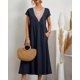 thumbnail image 2 of Vestido midi Zhyaj, holgado, túnica de verano, playa, con bolsillos, algodón, 2 of 7