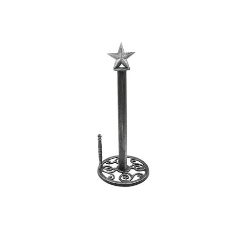 HANDCRAFTED NAUTICAL D√âCOR Rustic Silver Cast Iron Texas Star Kitchen Paper Towel Holder 16"