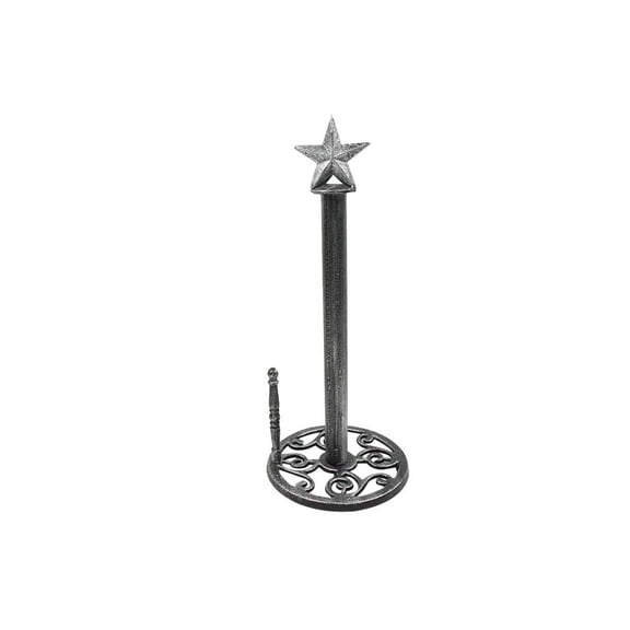 HANDCRAFTED NAUTICAL D√âCOR Rustic Silver Cast Iron Texas Star Kitchen Paper Towel Holder 16"