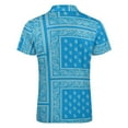 thumbnail image 5 of Light Blue Bandana Men Zipper T-shirt Summer Casual Short Sleeve T-shirt Top, 5 of 7