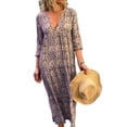 thumbnail image 5 of Robe Maxi d'Été à Col en V pour Femmes Grande Taille, Robe Bohème Ample Décontractée de Plage pour Dames, 5 of 5