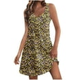 thumbnail image 2 of ALLLIST Dresses for Ladies Summer V Neck with Pockets Sundress Vacation Yellow Floral Tank Dresses for Teens, 2 of 7