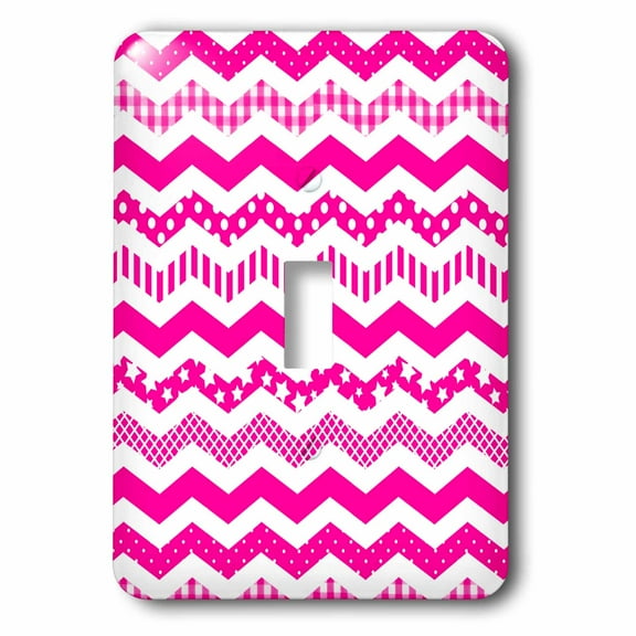 3dRose, Hot Pink Chevron zigzag pattern with a twist - cute patterned zig zags, single toggle switch