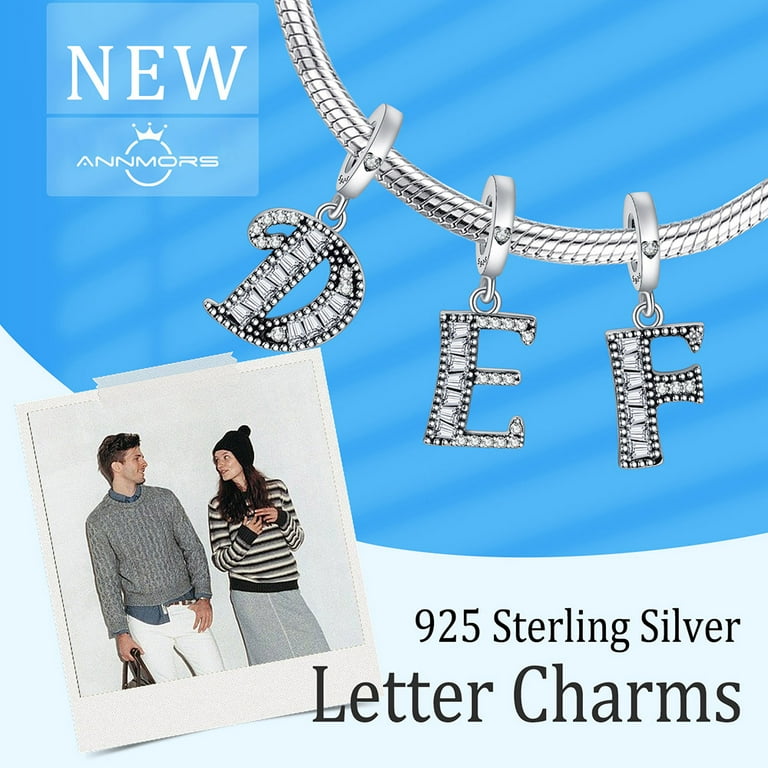 925 Sterling Silver Charm for Pandora Bracelets Letter E Pendant Name Initial Aphabets Birthday Charm Women Bracelet Charm Walmart
