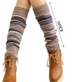 thumbnail image 5 of Mightlink 1 Pair Ethnic Style Striped Print Ribbed Cuffs Knee High Knitted Leg Warmers Autumn Winter Women Warm Boot Stockings, 5 of 6