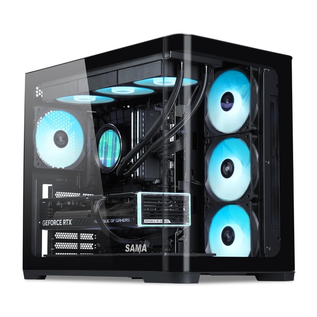 Caja PC SAMA V60 Torre Media con 7 Ventiladores ARGB y USB‑C – Negra